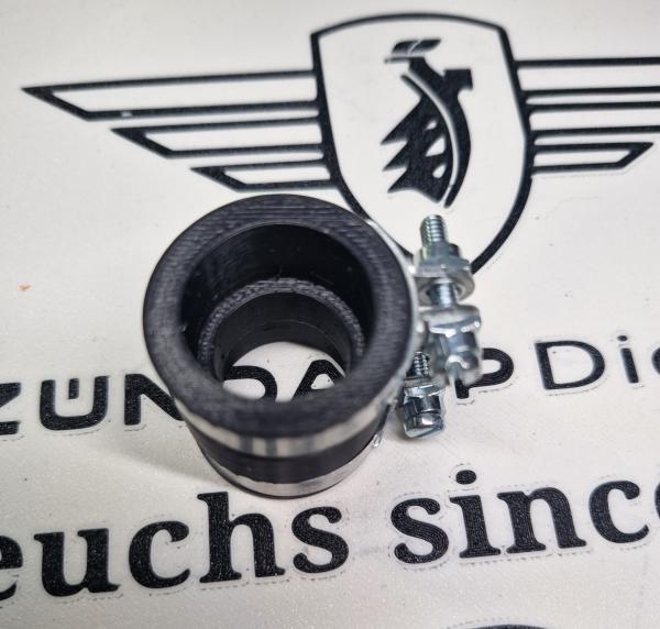 Originalgetreuer Nachbau des Ansauggummis für Zündapp KS 50 (Typ 517) inklusive 2 Originalen Norma Schellen